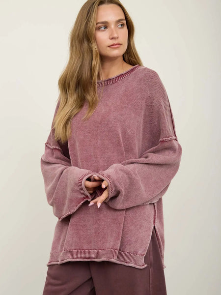 Blair Burgundy Crewneck Oversized Sweater