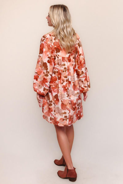 Rust Floral Print Dress