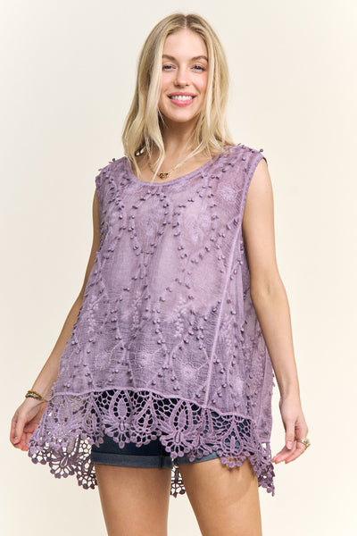 Purple Crochet Lace Top