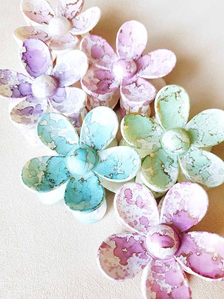 Pastel Marbled Flower Hair Claw Clip