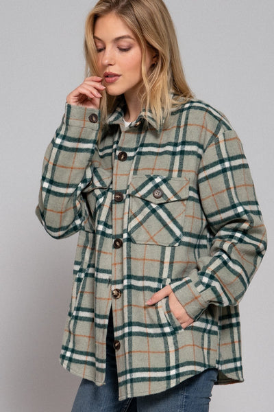 Sage & Teal Green Plaid Shacket