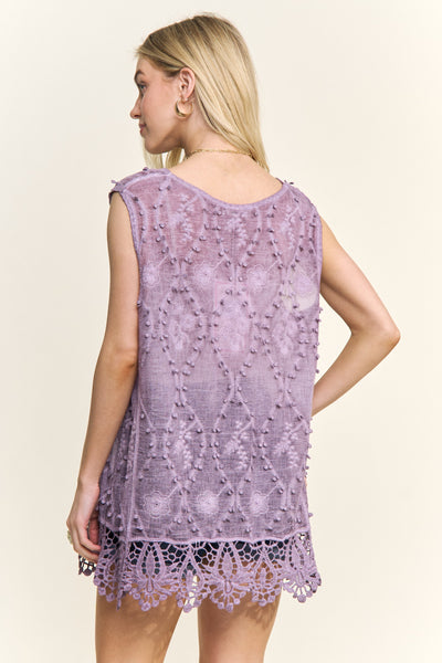 Purple Crochet Lace Top