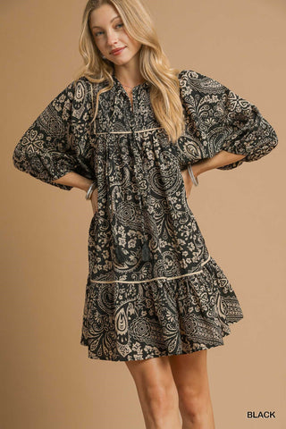 Black Paisley Bohemian Dress