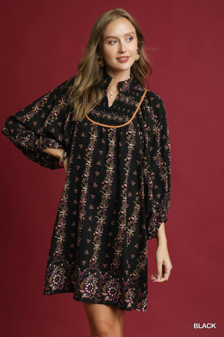 Black Boho Floral Dress