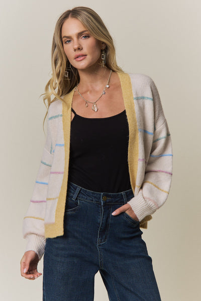 Mustard Colorful Stripe Cardigan