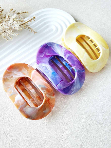 Marbled Pastel Flat Hair Claw