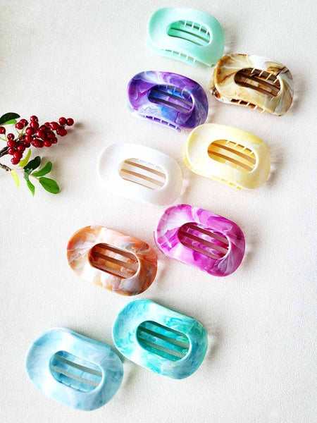 Marbled Pastel Flat Hair Claw