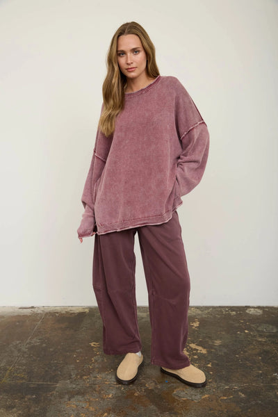 Blair Burgundy Crewneck Oversized Sweater