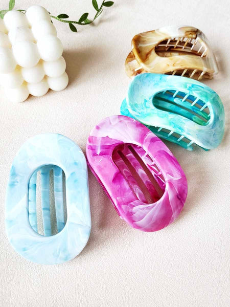 Marbled Pastel Flat Hair Claw