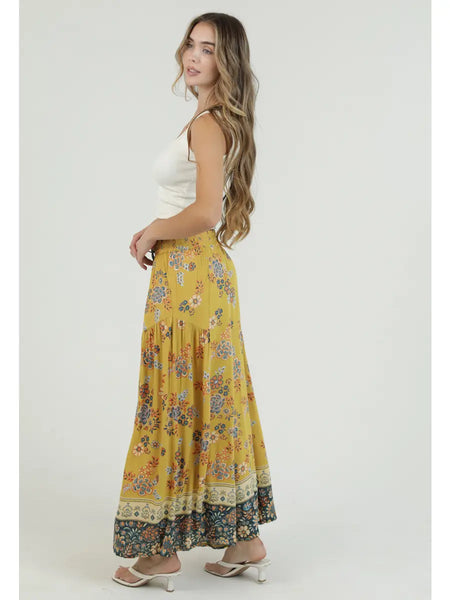 Sayler Gold Floral Print Boho Pants