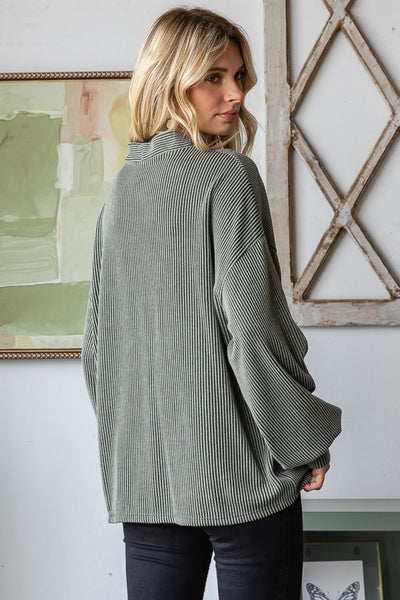 Olive Ribbed Cardigan