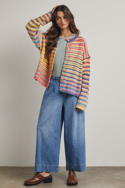 Loralie Rainbow Button Up Cardigan