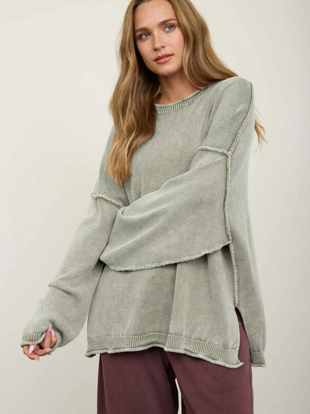 Blair Light Olive Crewneck Oversized Sweater