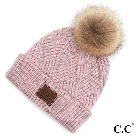 Lavender Striped Knit Pattern C.C. Beanie