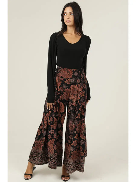 Paige Black Floral Boho Pants