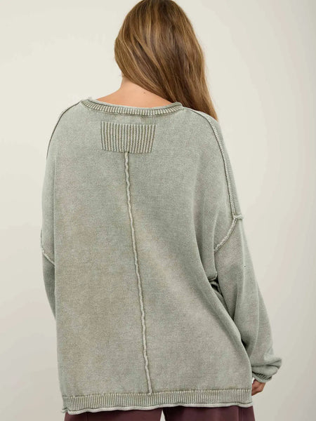 Blair Light Olive Crewneck Oversized Sweater