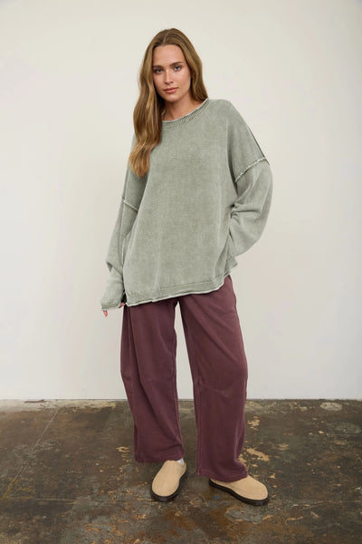 Blair Light Olive Crewneck Oversized Sweater