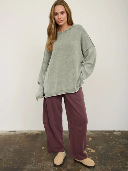 Blair Light Olive Crewneck Oversized Sweater