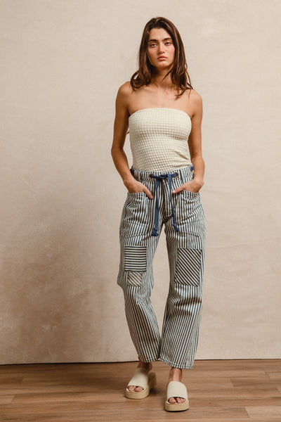 Navy Twill Barrel Pants