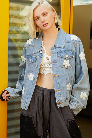 Denim & Pearls Flower Jacket