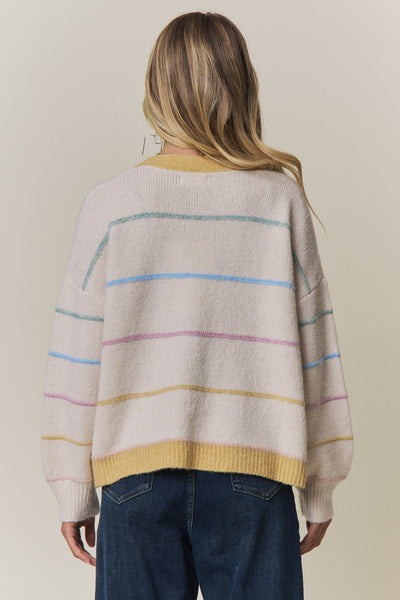 Mustard Colorful Stripe Cardigan