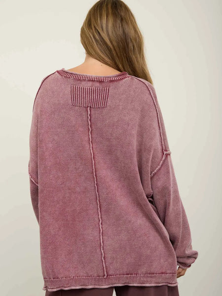 Blair Burgundy Crewneck Oversized Sweater