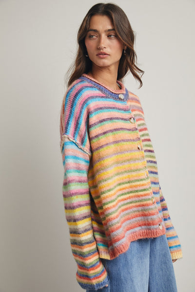 Loralie Rainbow Button Up Cardigan
