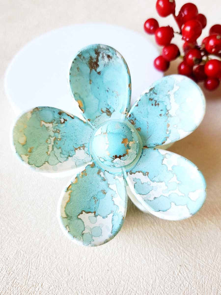 Pastel Marbled Flower Hair Claw Clip
