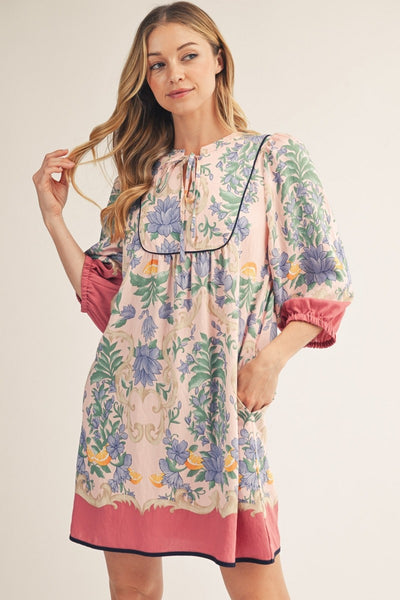 Amelia Pink Floral Boho Dress
