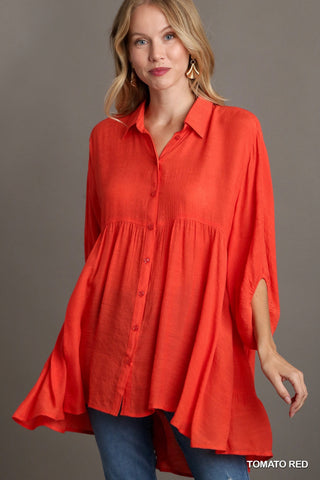 Cherry Red Tiered Tunic Dress