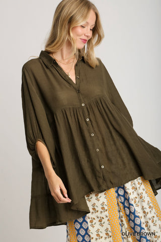 Dark Olive Tiered Tunic Dress