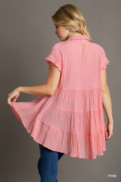 Pink Textured Babydoll Tunic