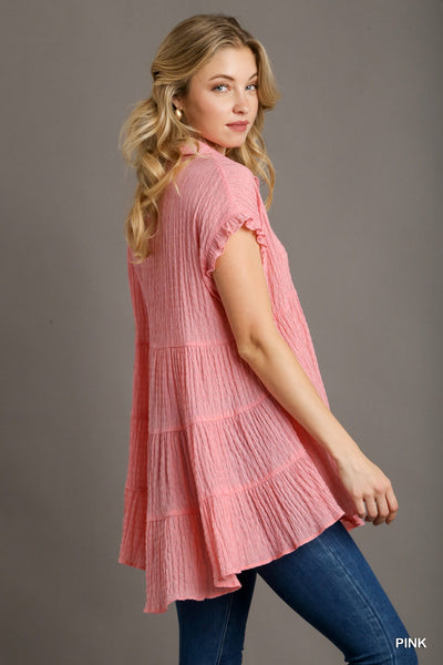 Pink Textured Babydoll Tunic