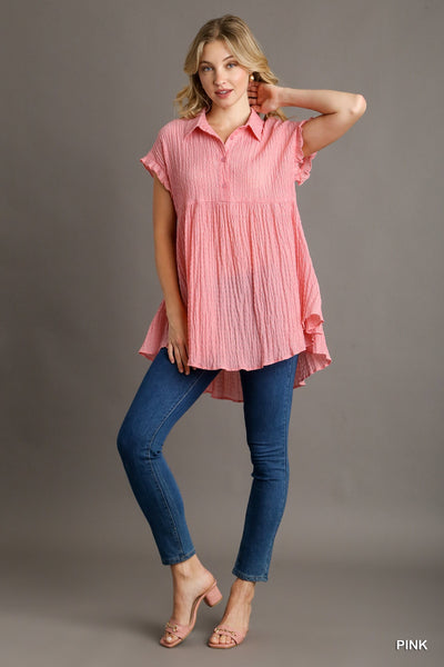 Pink Textured Babydoll Tunic
