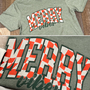 Checkered Merry Vibes Tee