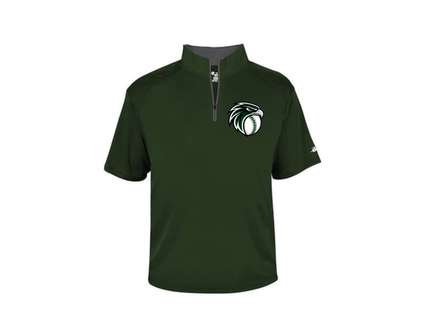 Dark Green Badger Men's B-Core Short Sleeve Quarter Zip- Falcon Baseball