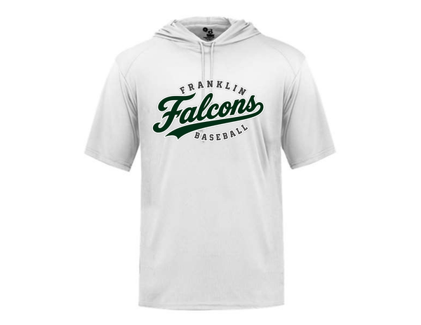 White Adult Unisex Badger Performance Shortsleeve Hooded Tee- Franklin Falcons