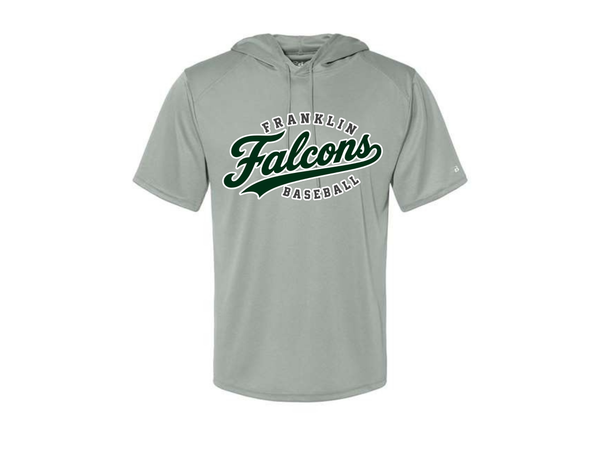 Silver Adult Unisex Badger Performance Shortsleeve Hooded Tee- Franklin Falcons