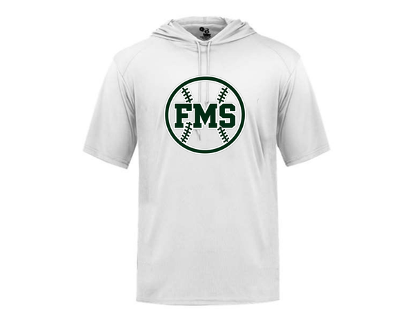 White Adult Unisex Badger Performance Shortsleeve Hooded Tee- FMS