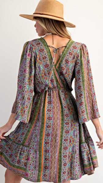 Granite Green & Purple Mix Boho Dress