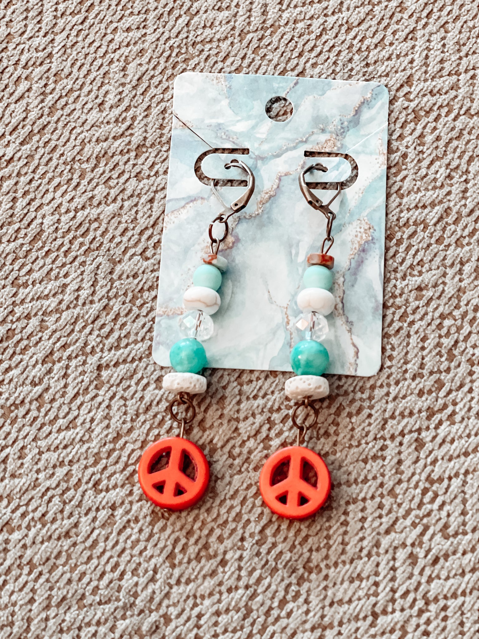Red and Teal Peace Dangles