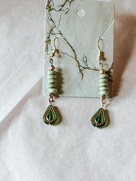 Green & Mint Drop Earrings