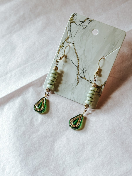 Green & Mint Drop Earrings