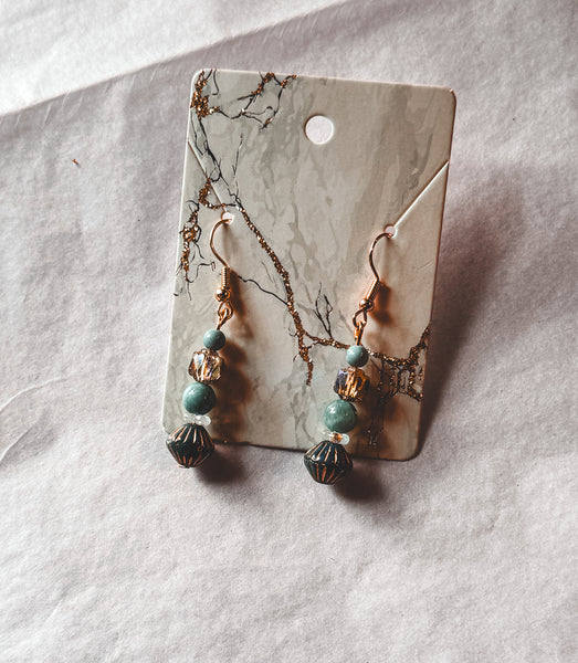 Blue & Gold Boho Drop Earrings