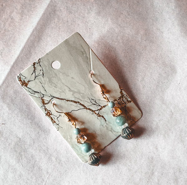 Blue & Gold Boho Drop Earrings