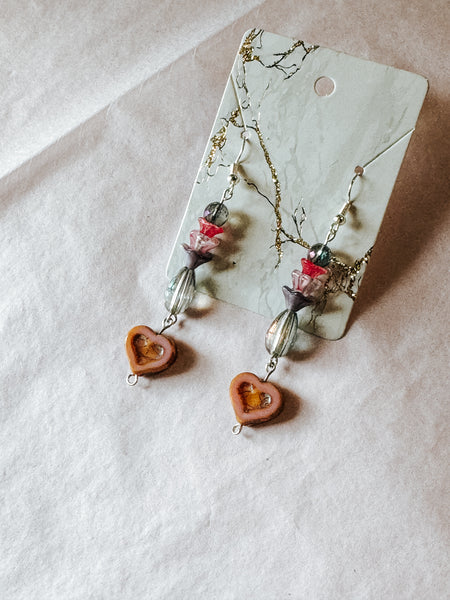 Tulip Heart Drop Earrings
