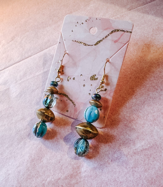 Gold & Blue Bali Mix Dangles