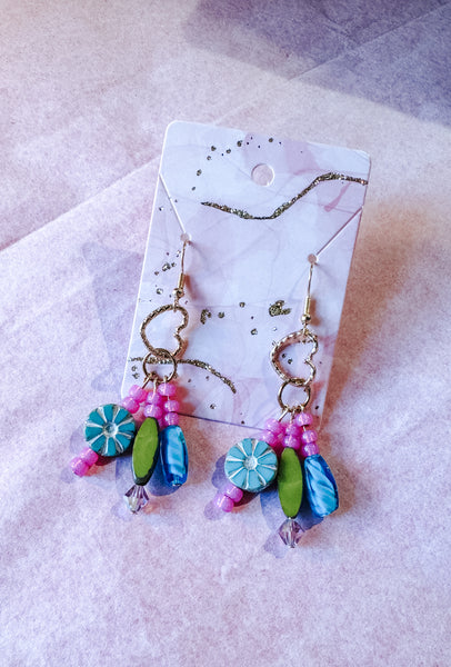 Malibu Pink & Teal Tassel Earrings