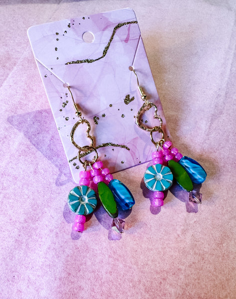 Malibu Pink & Teal Tassel Earrings