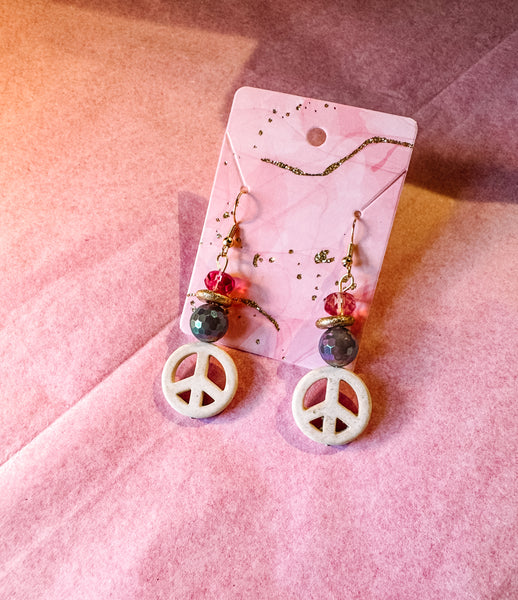 White Howlite Peace Dangles